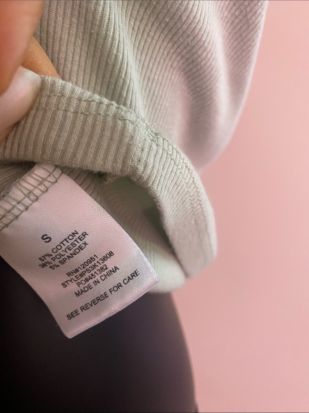 Pink Rose Mint Green Ruffle Sleeve Ribbed Tee - Picture 10 of 10